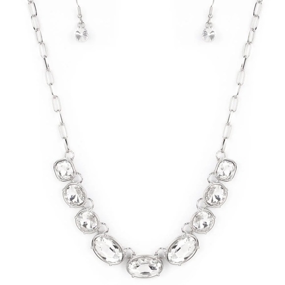 Elegant Silver Necklace with Clear Stones - Picture 2 of 6